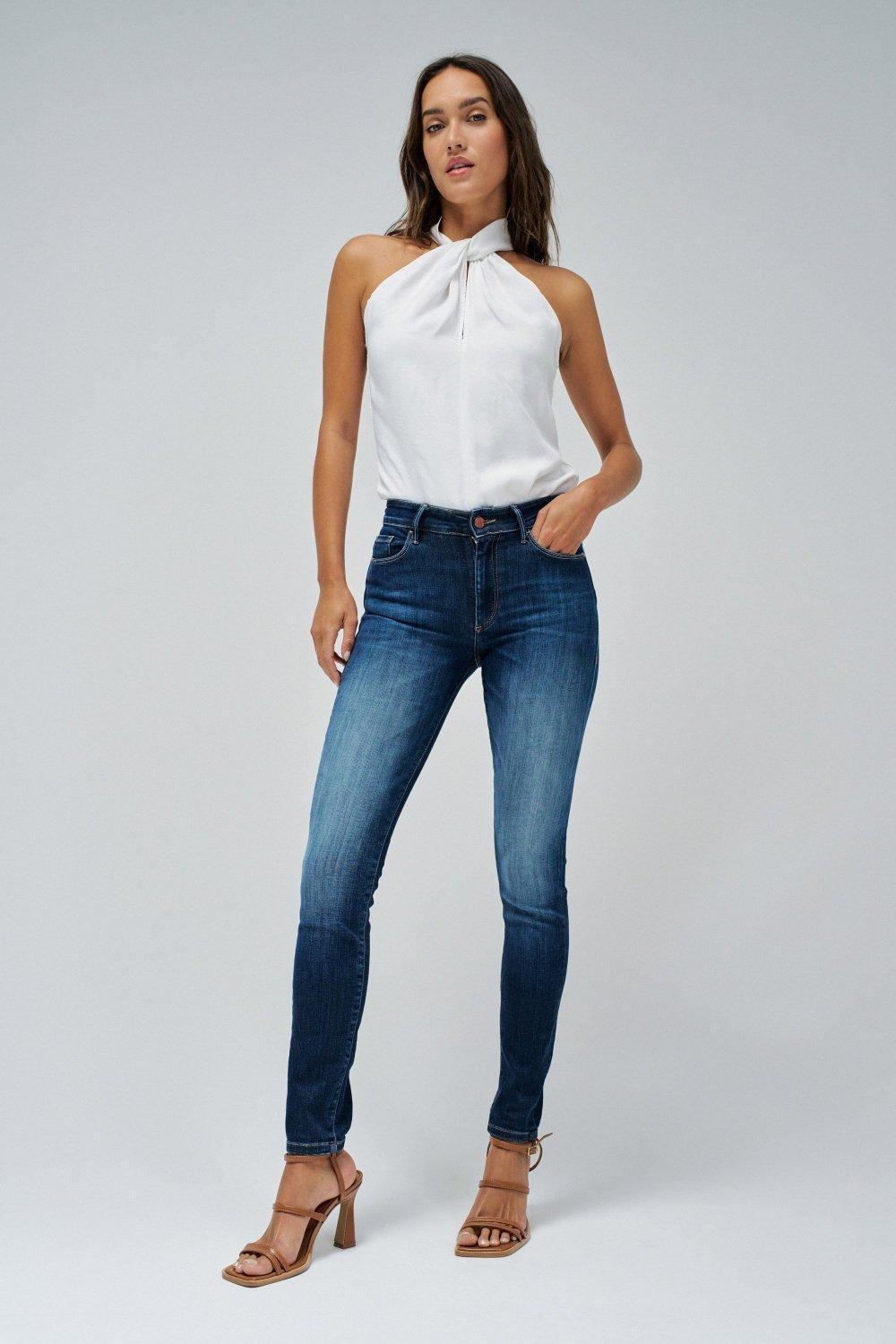 Destiny Push Up Skinny Jeans, Blue, medium
