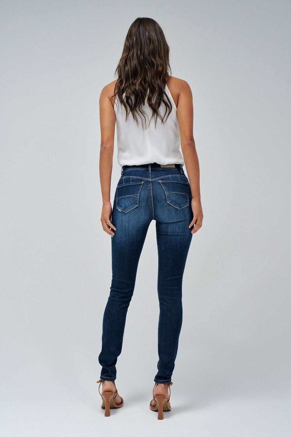 Destiny Push Up Skinny Jeans, Blue, large image number 3