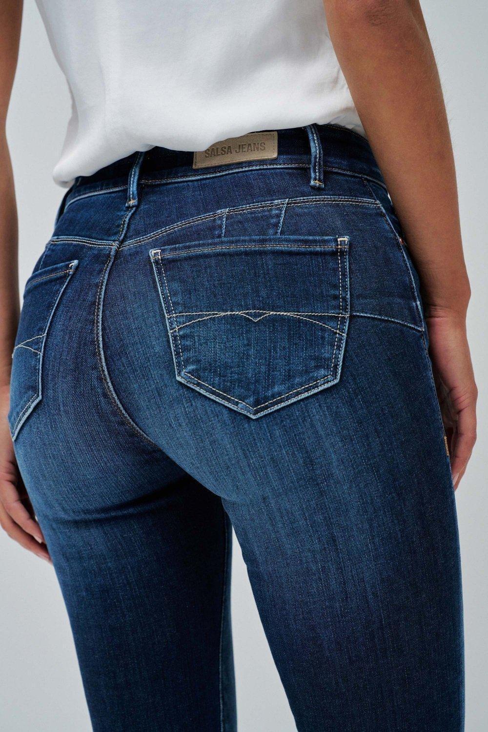 Destiny Push Up Skinny Jeans, Blue, large image number 4