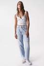 Salsa Jeans - Blue Cropped slim Boyfriend jeans, light wash with rips