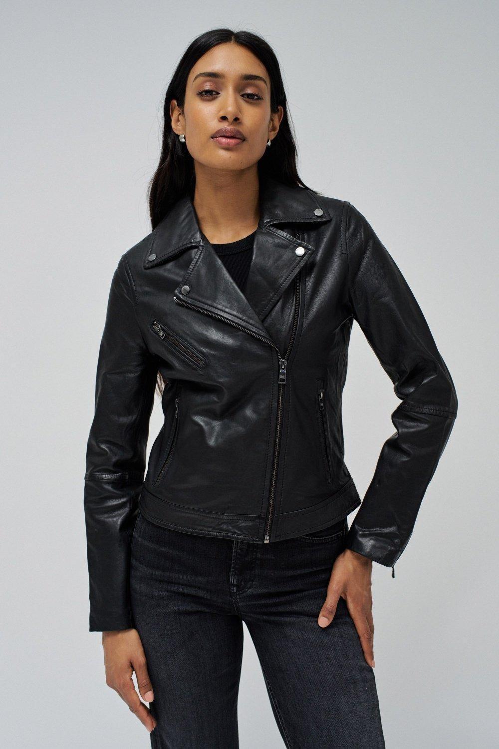 Biker Cropped Jacket, Black, large image number 0