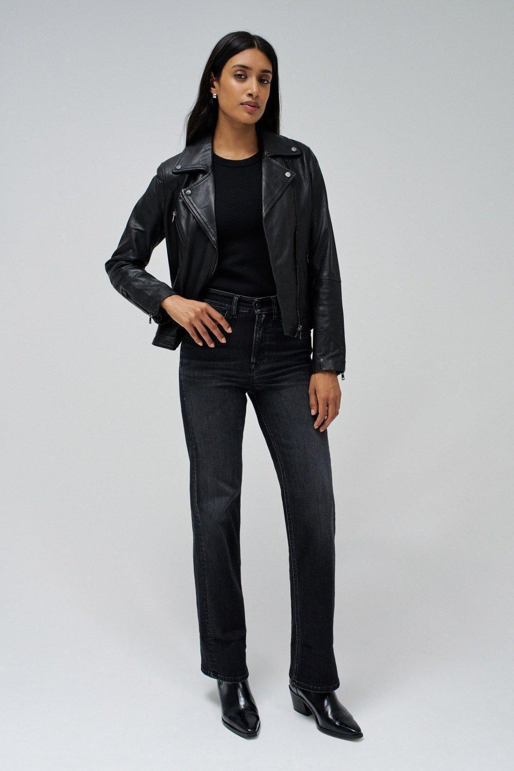 Biker Cropped Jacket, Black, large image number 1