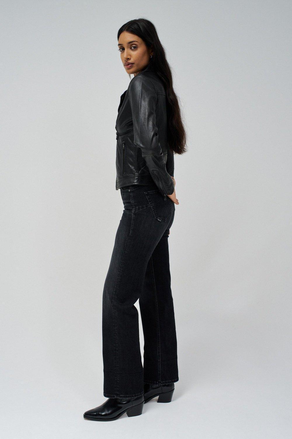 Biker Cropped Jacket, Black, large image number 2