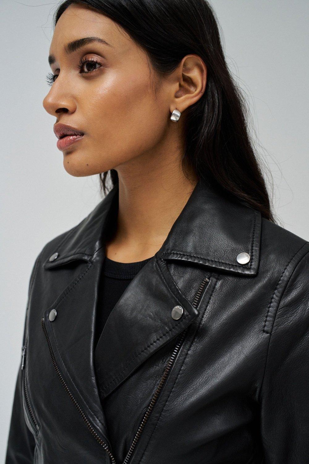 Biker Cropped Jacket, Black, large image number 4