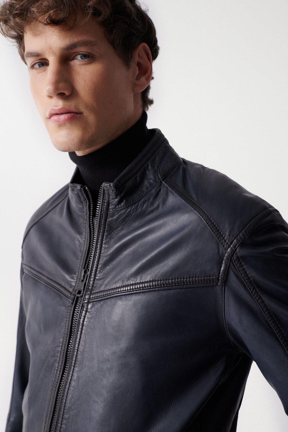 Blue Leather Jacket, , large image number 3