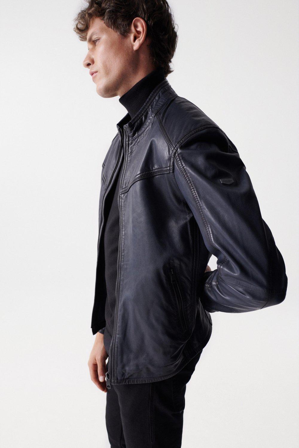 Blue Leather Jacket, , large image number 4