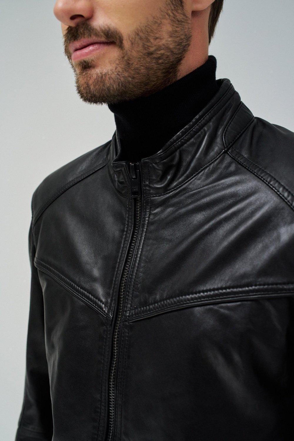 Leather Jacket , Black, large image number 4