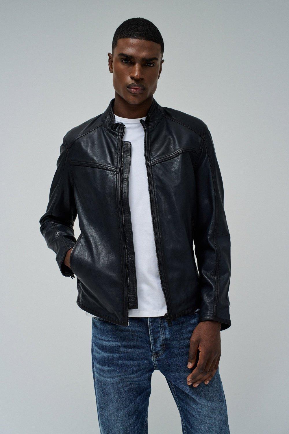 Leather Jacket&nbsp;, Blue, medium