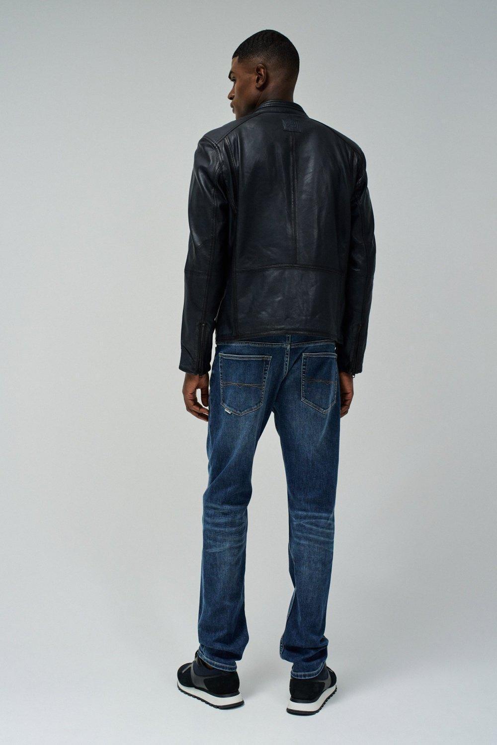 Leather Jacket , Blue, large image number 3