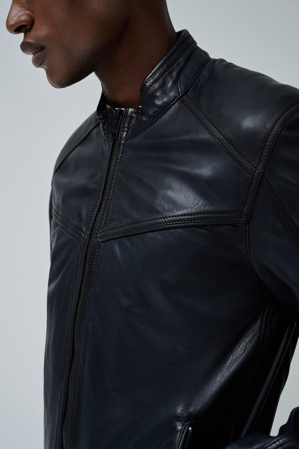 Leather Jacket, Blue, large image number 4
