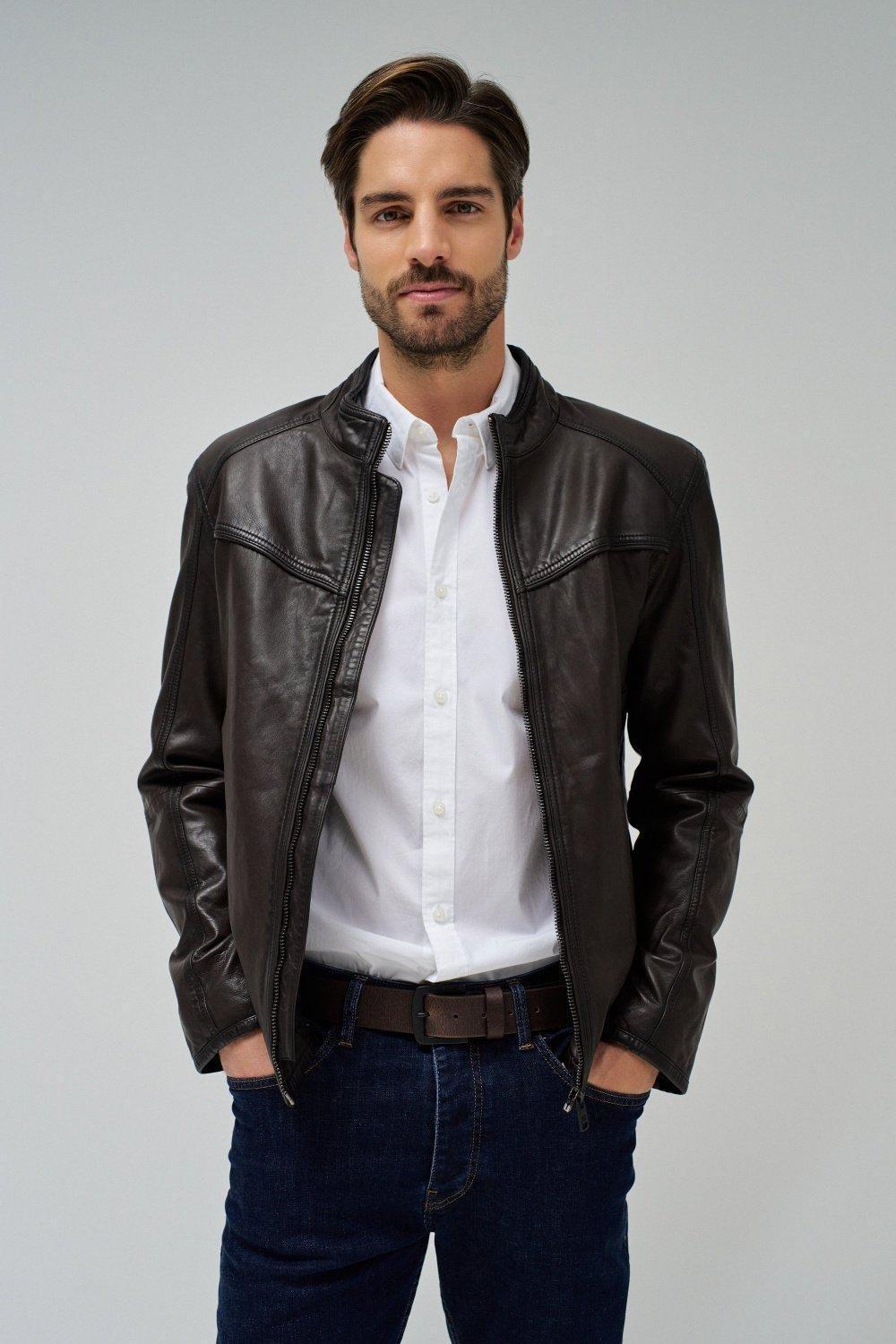 Leather Jacket , Brown, medium
