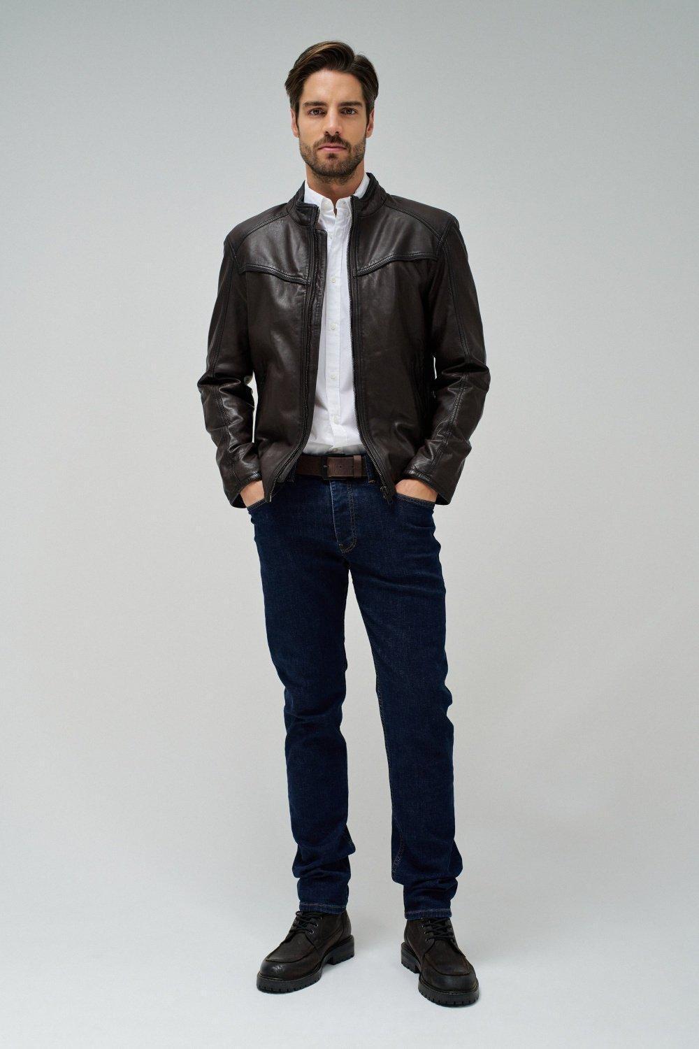 Leather Jacket , Brown, medium