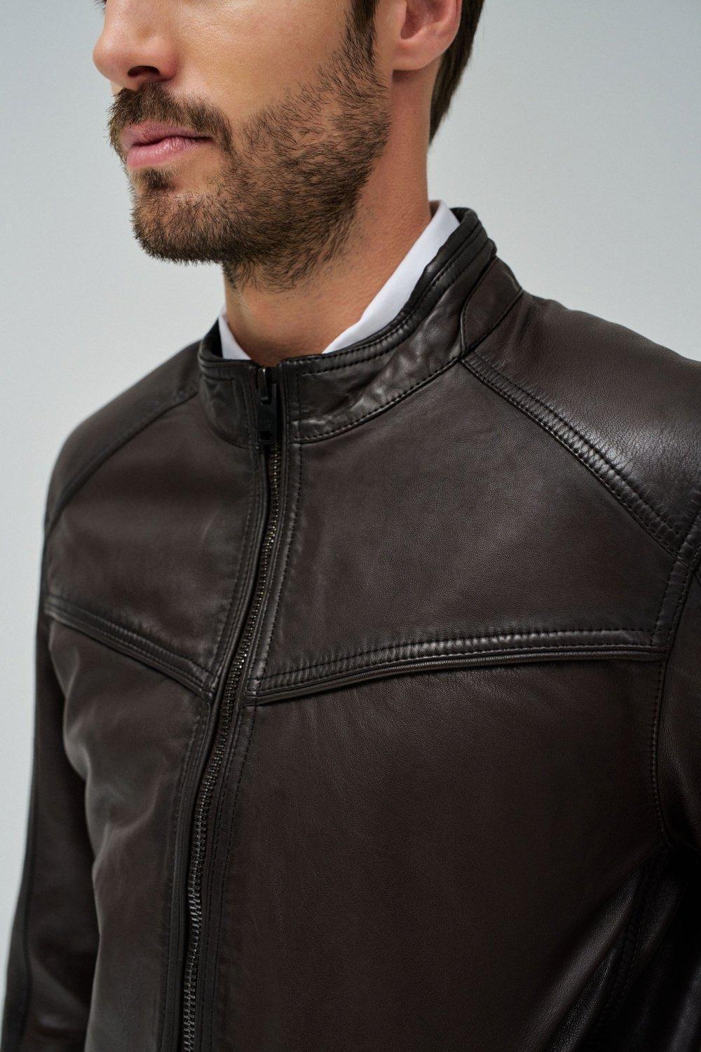 Leather Jacket , Brown, large image number 4