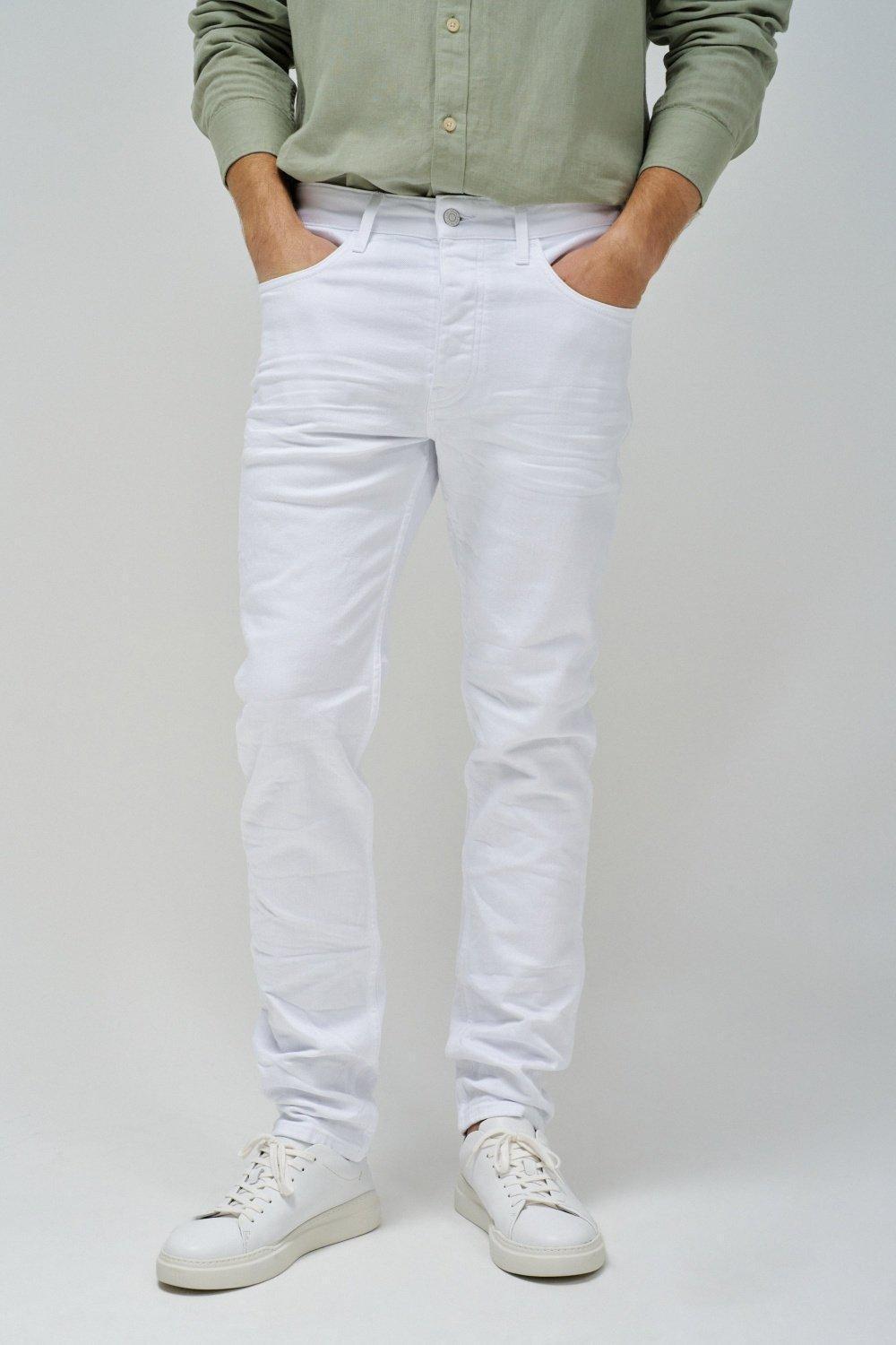 White Slim Serge Trousers, , large image number 0