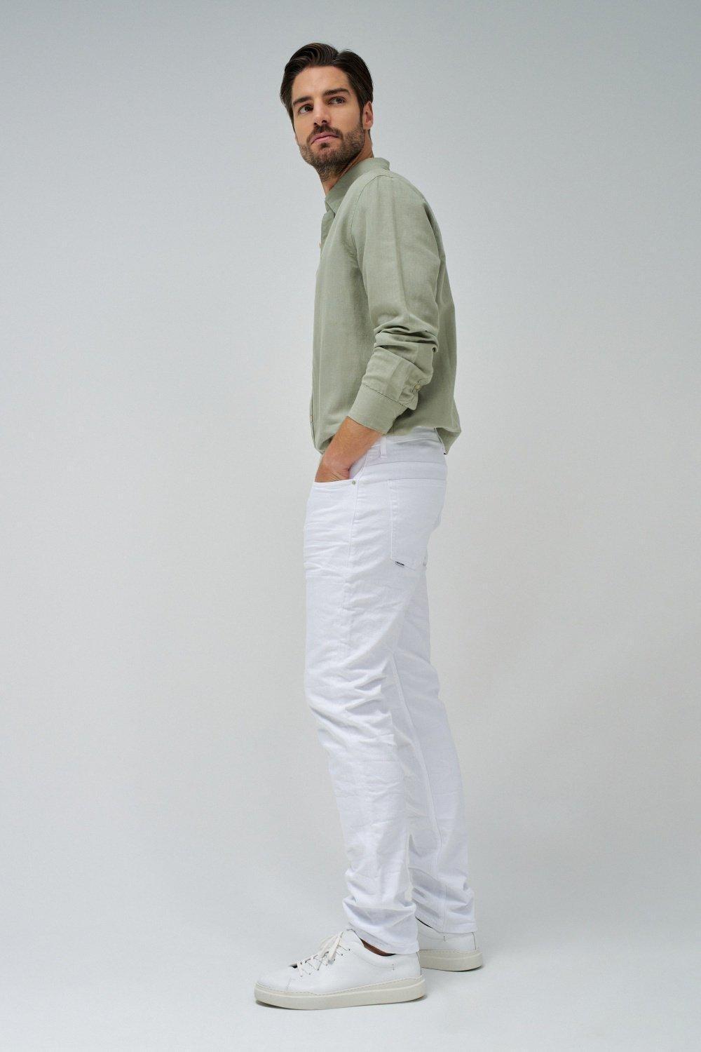 White Slim Serge Trousers, , large image number 2