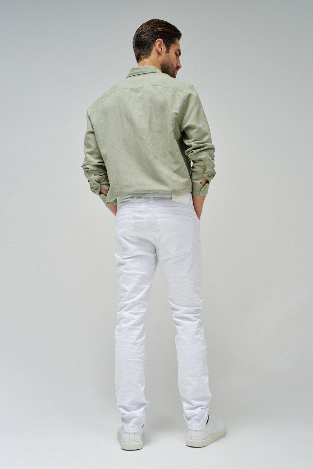 White Slim Serge Trousers, , large image number 3