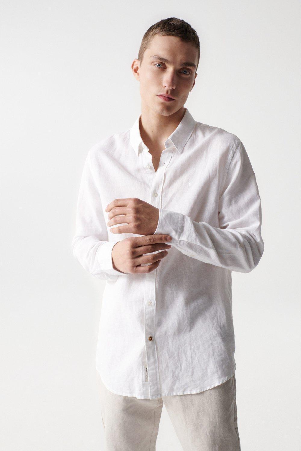 White Long Sleeve Cotton Shirt, , large image number 0