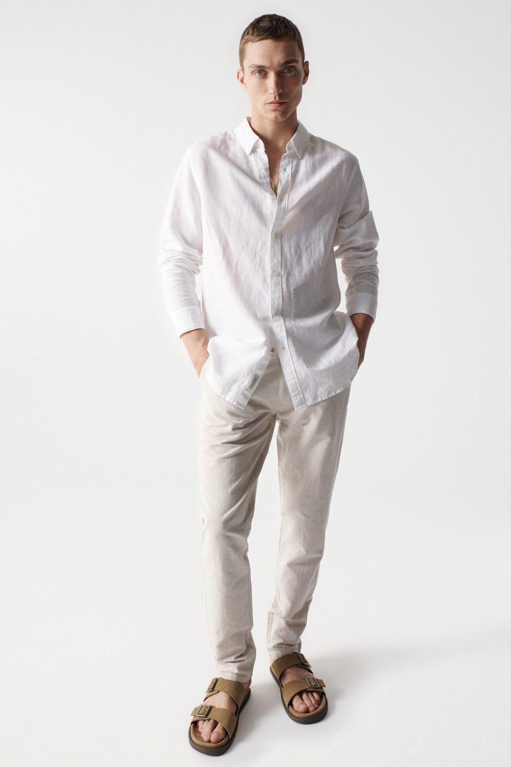 White Long Sleeve Cotton Shirt, , large image number 1