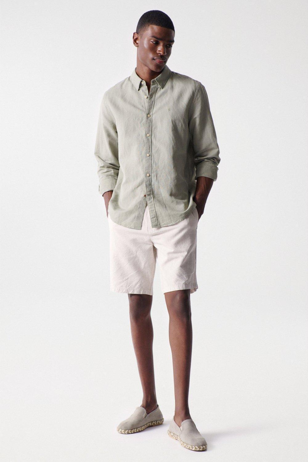 Green Long Sleeve Cotton Shirt, , large image number 1