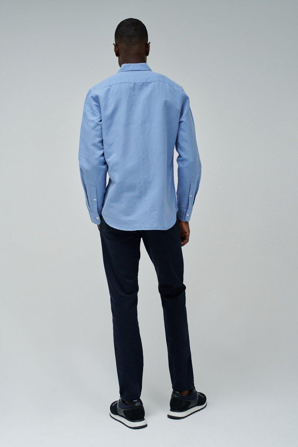 Blue Long Sleeve Cotton Shirt, , large image number 2