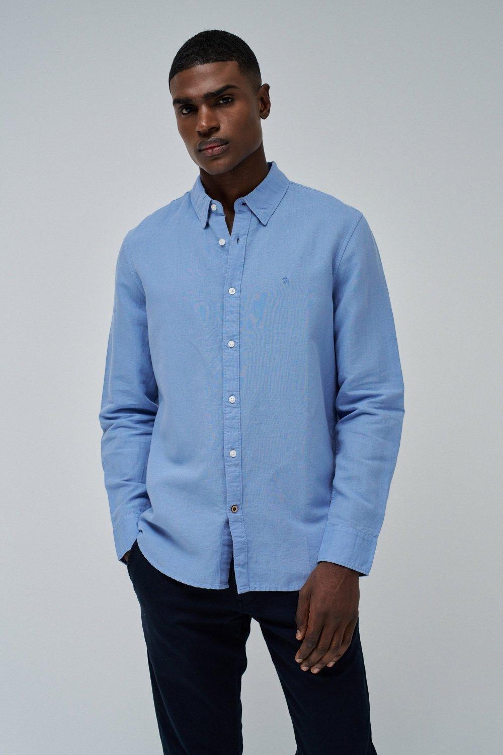 Blue Long Sleeve Cotton Shirt, , large image number 3
