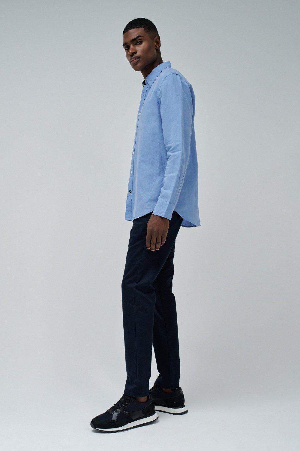 Blue Long Sleeve Cotton Shirt, , large image number 4