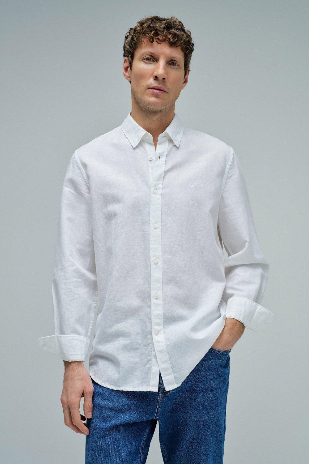 Long Sleeve Cotton Shirt&nbsp;, White, medium