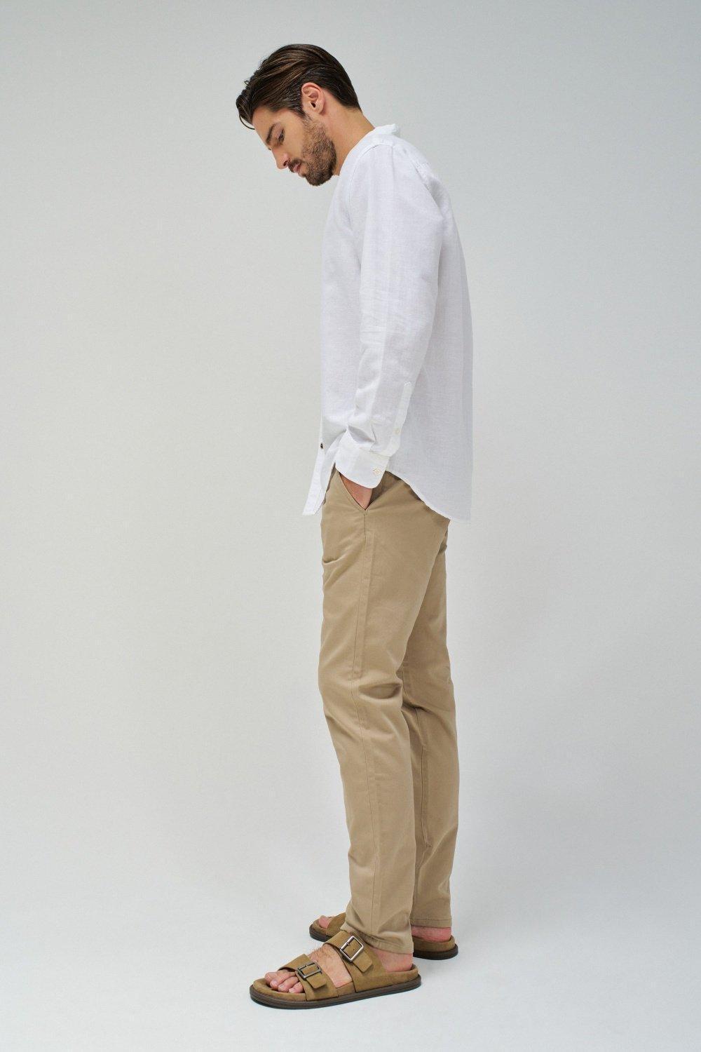 Long Sleeve Cotton Shirt , White, medium