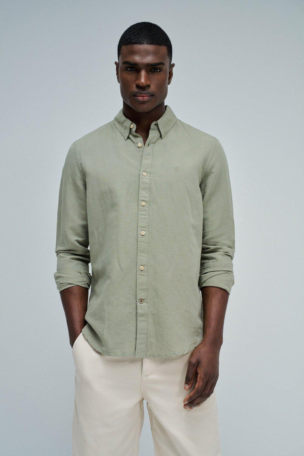 Long Sleeve Cotton Shirt&nbsp;, Green, medium