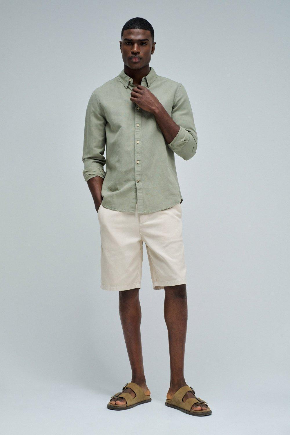 Long Sleeve Cotton Shirt&nbsp;, Green, medium