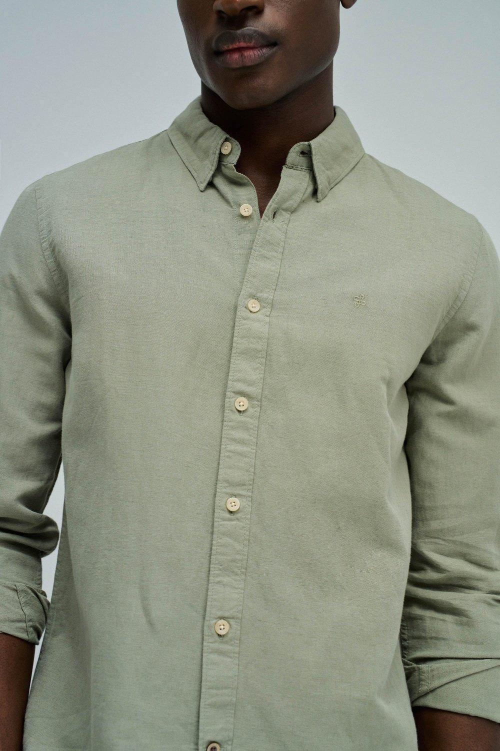 Long Sleeve Cotton Shirt&nbsp;, Green, large image number 4