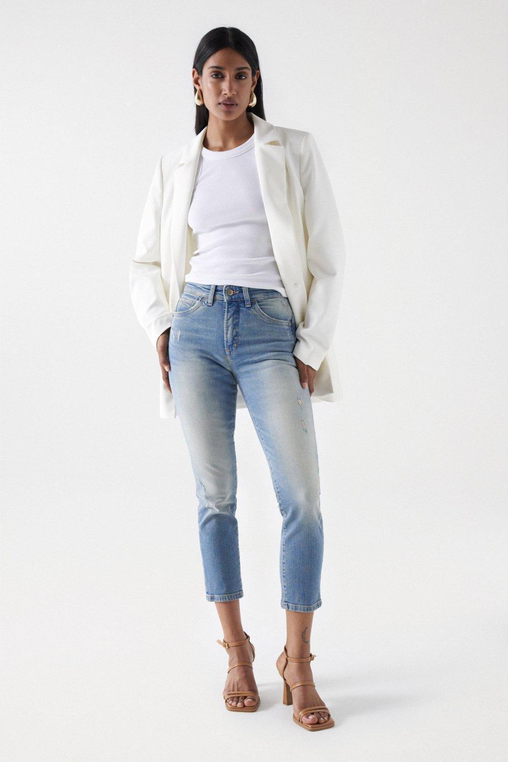 Cropped Slim Secret Glamour Jeans, Blue, large image number 3