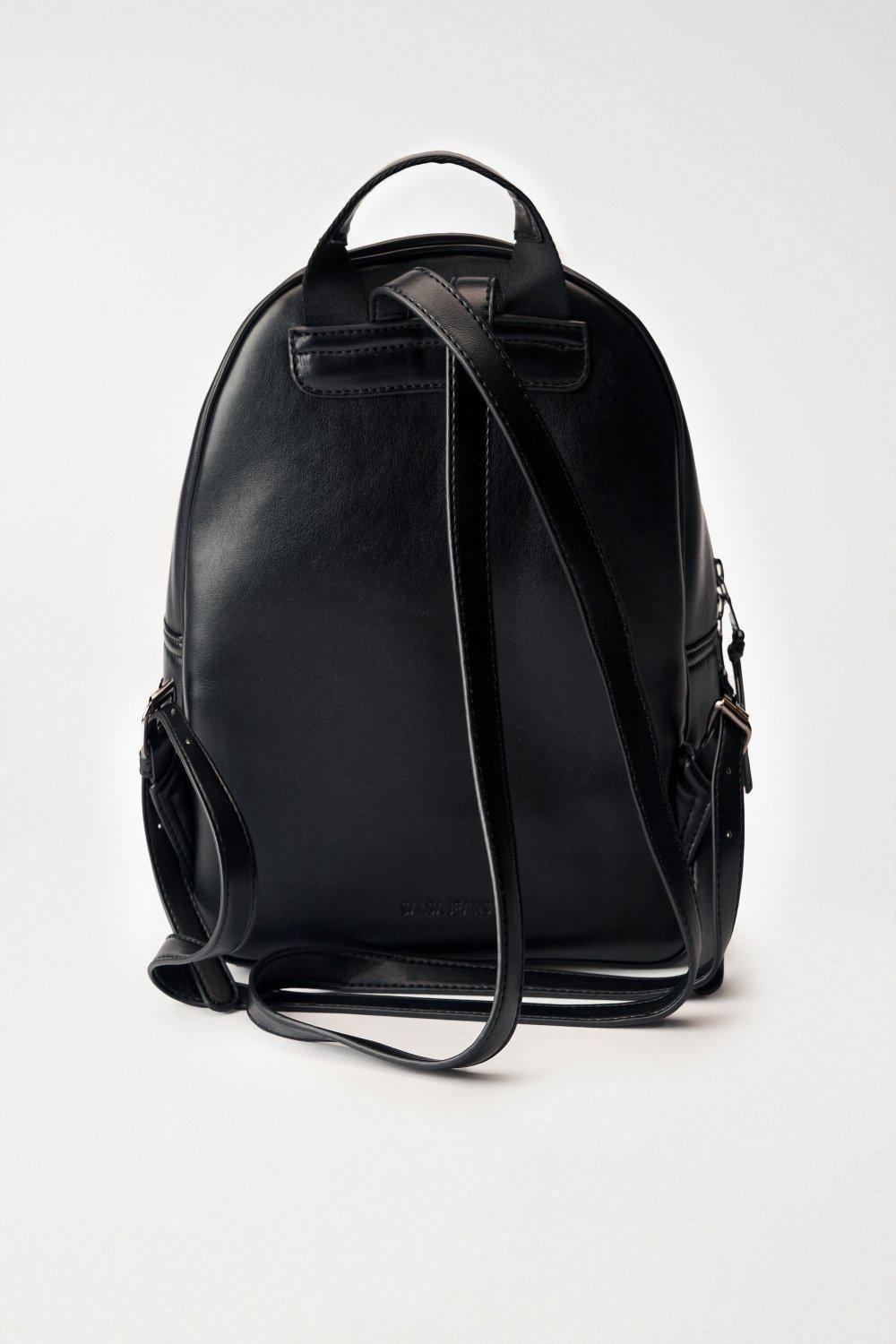 Black Leather Effect Rucksack, , large image number 2