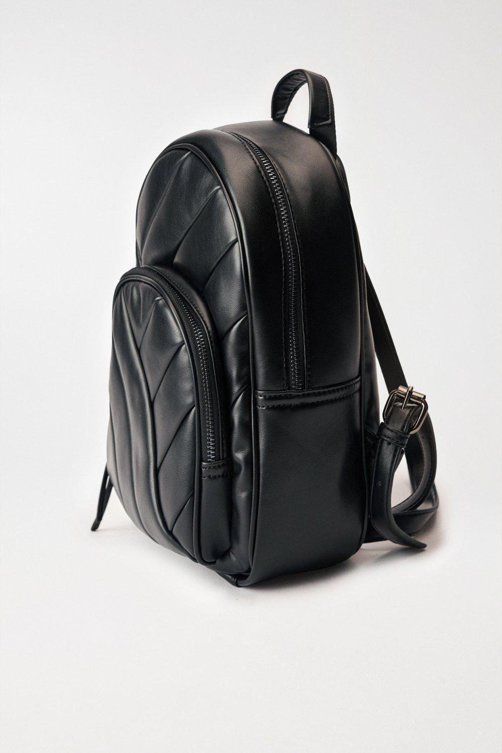 Black Leather Effect Rucksack, , large image number 3