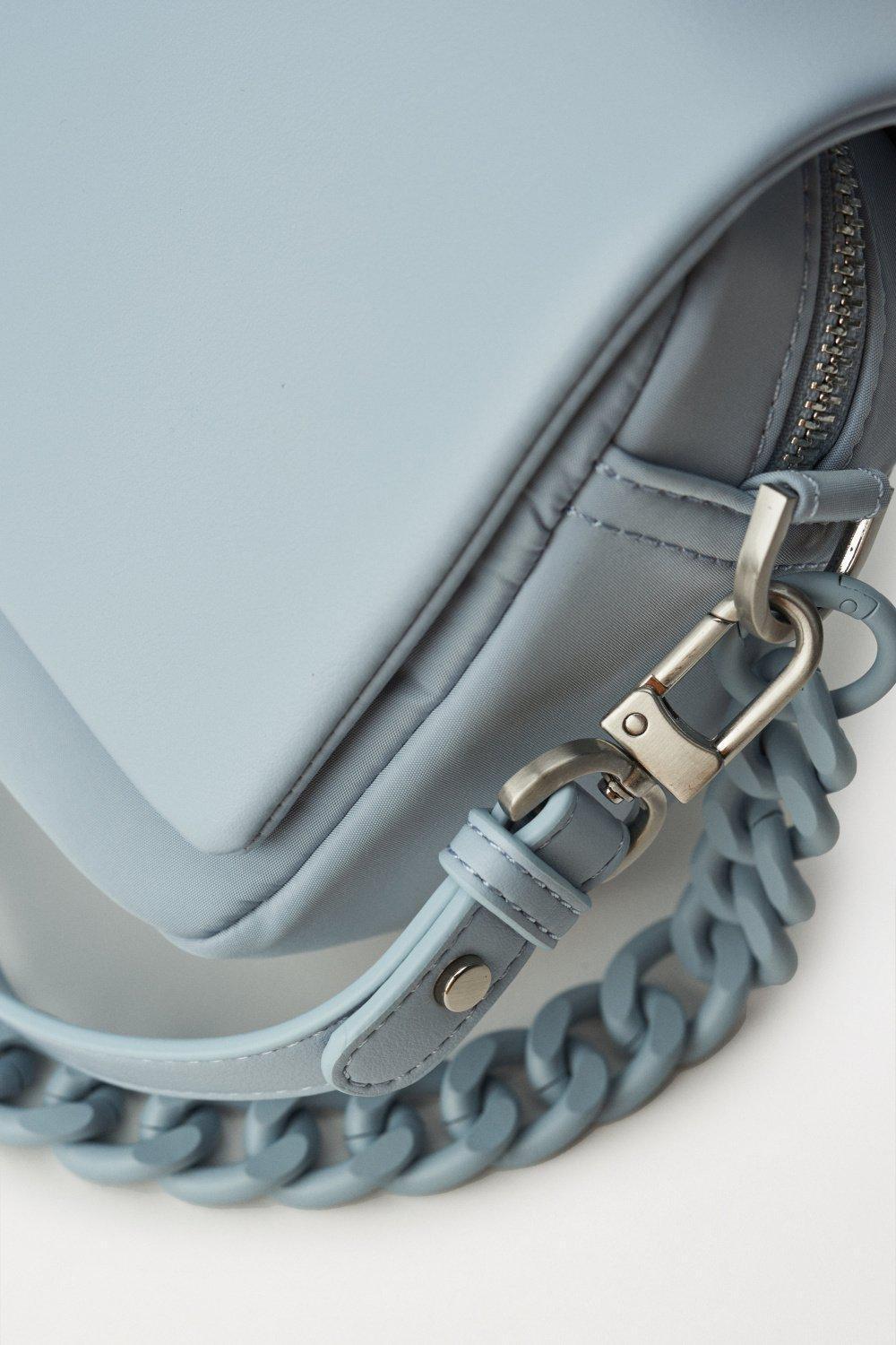 Blue Crossbody Nylon Handbag, , large image number 4