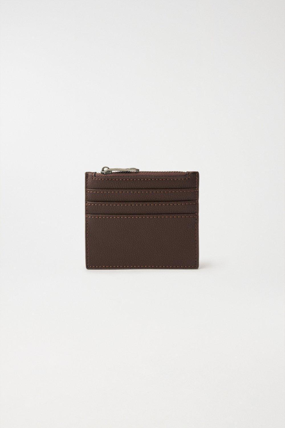 Beige Leather Card Holder, , large image number 0