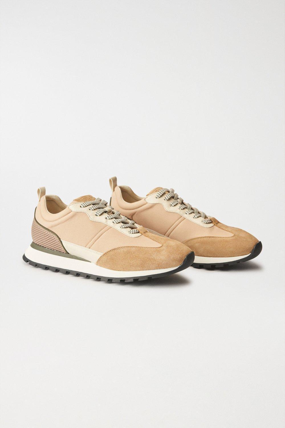 Beige Trainers With Overlays, , large image number 0