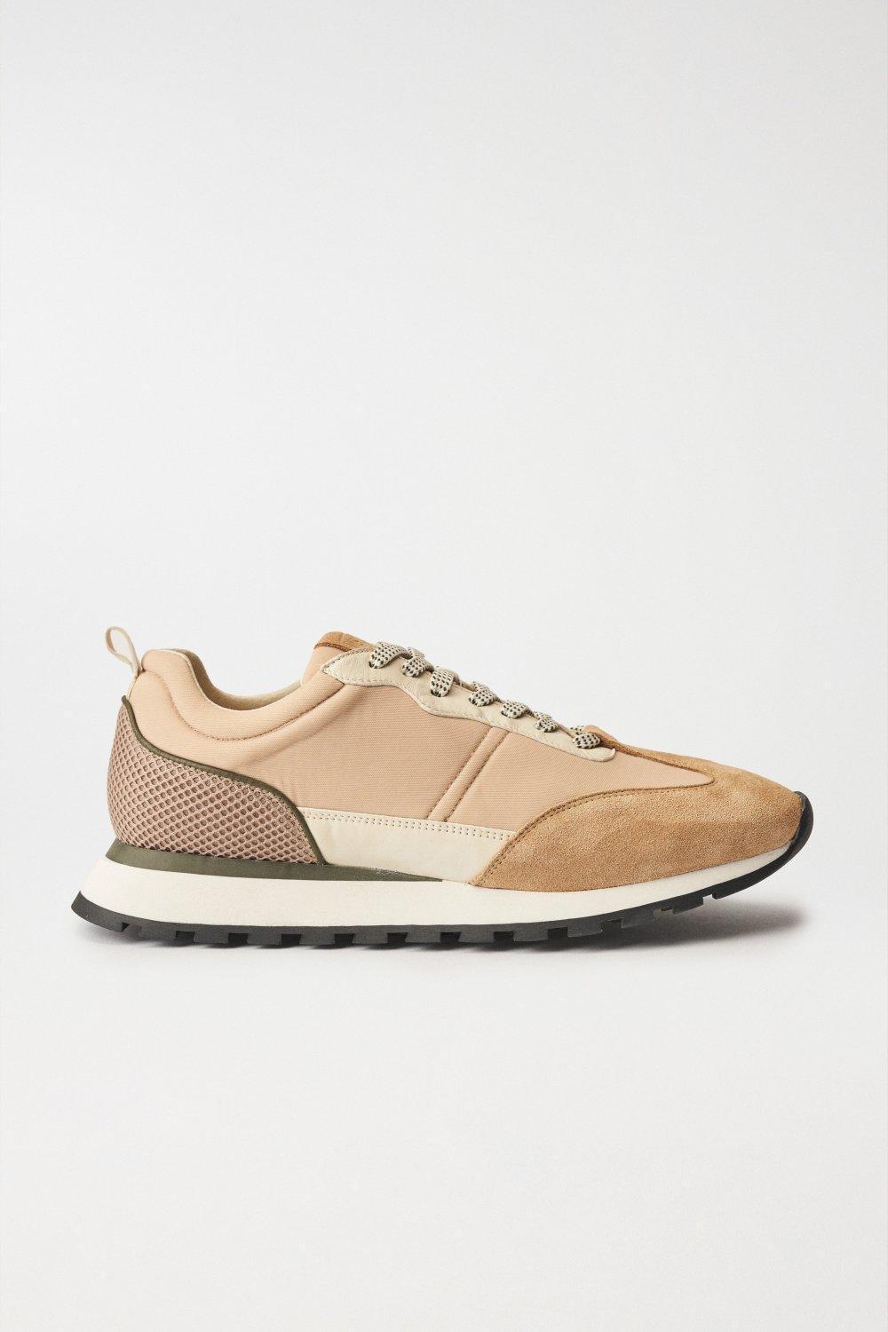 Beige Trainers With Overlays, , large image number 3