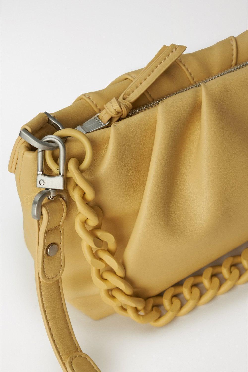 Yellow Bag With Metallised Shoulder Strap, Yellow, large image number 1