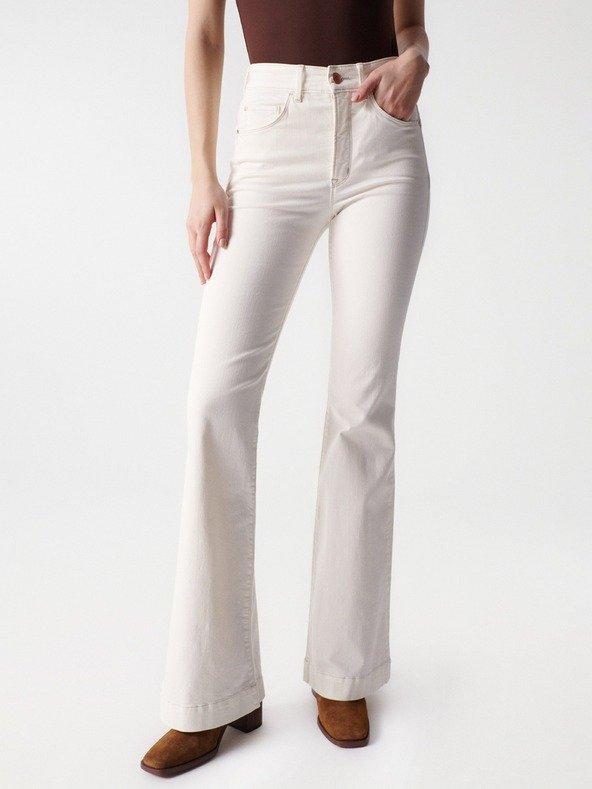 White Denim Flare Jeans, , medium