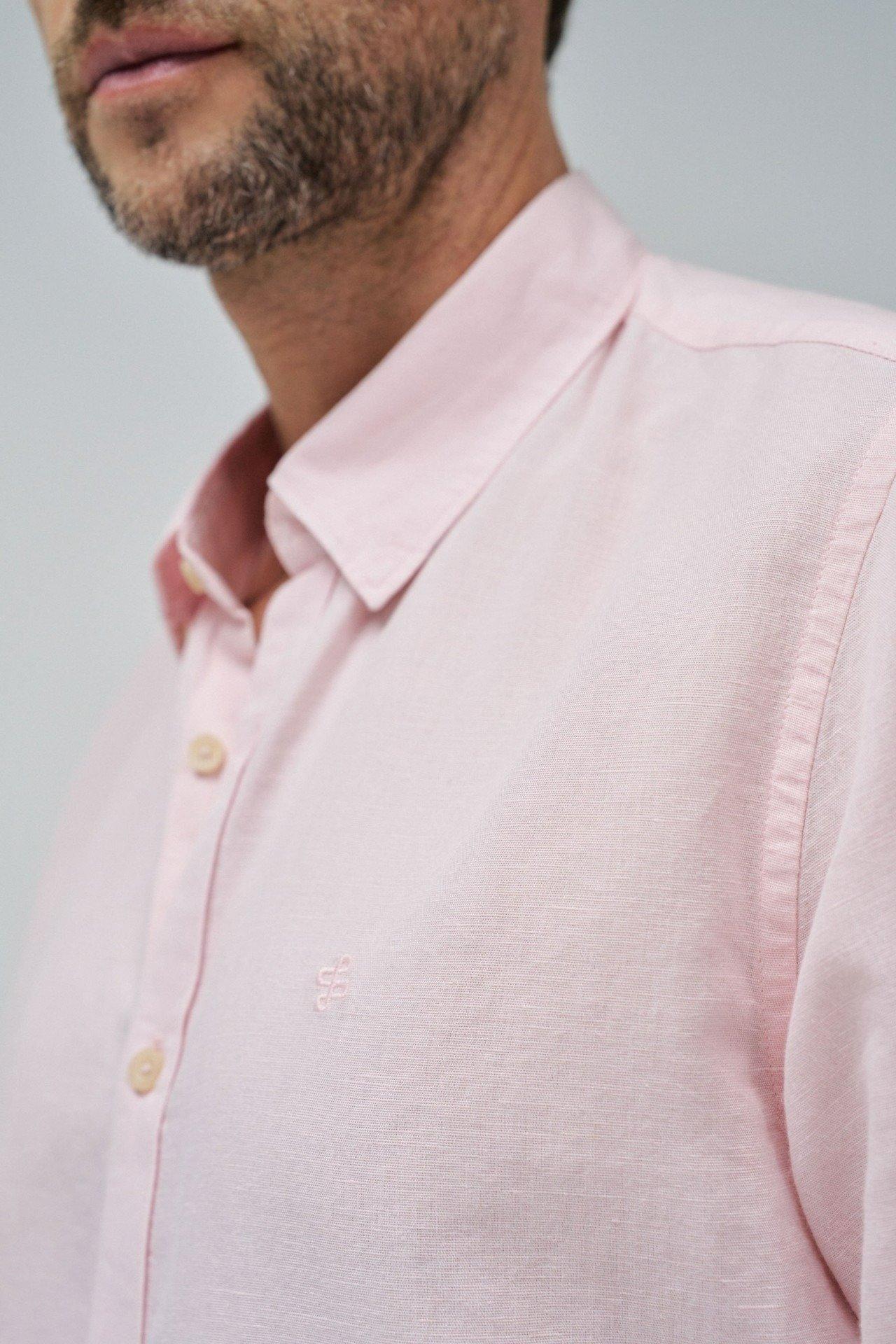 Pink Solid Casual Vacation Shirt, , large image number 3