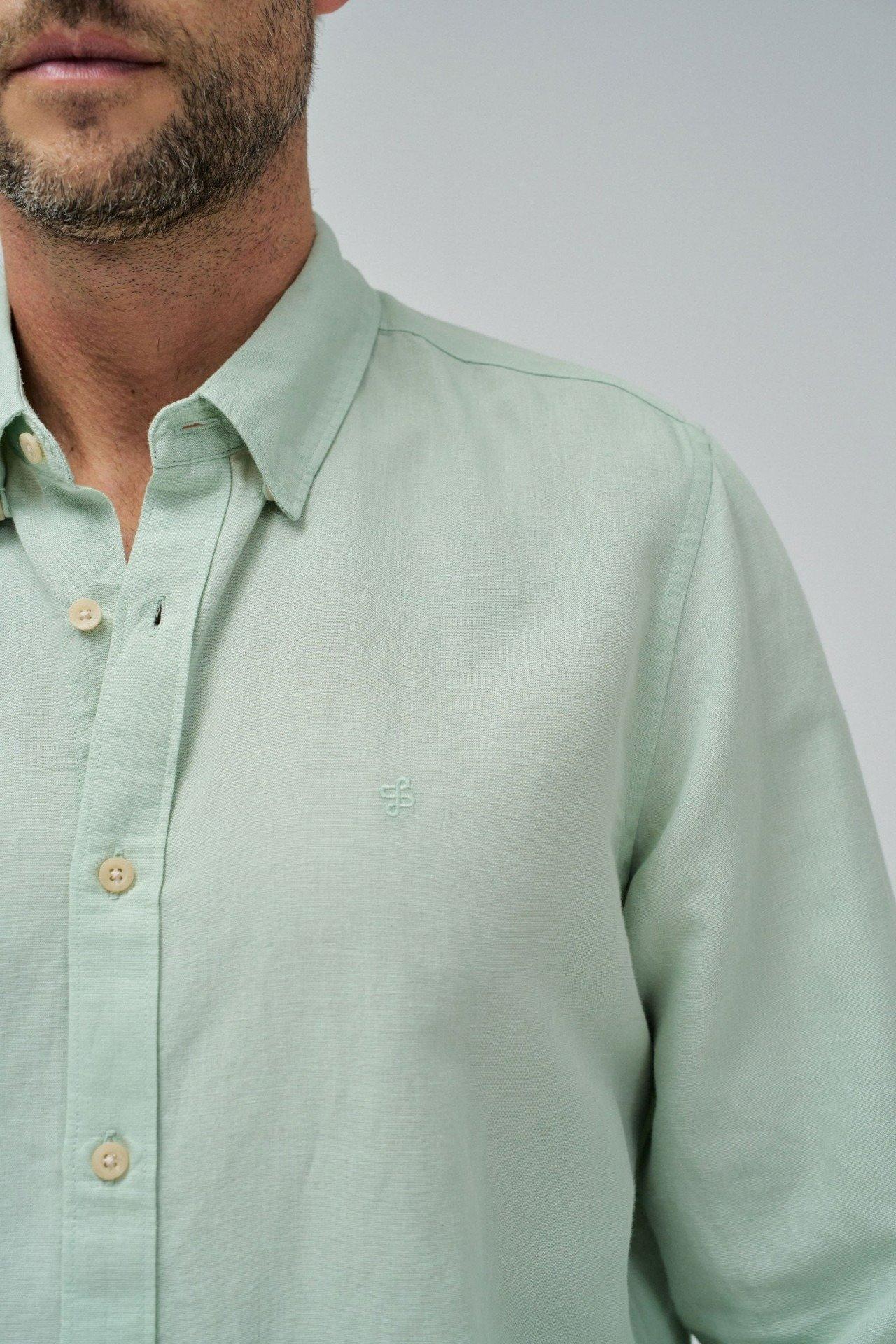 Linen Shirt, Green, large image number 3