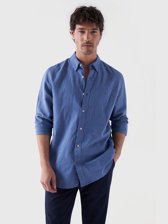 Shirt With Linen Blend, Blue, medium