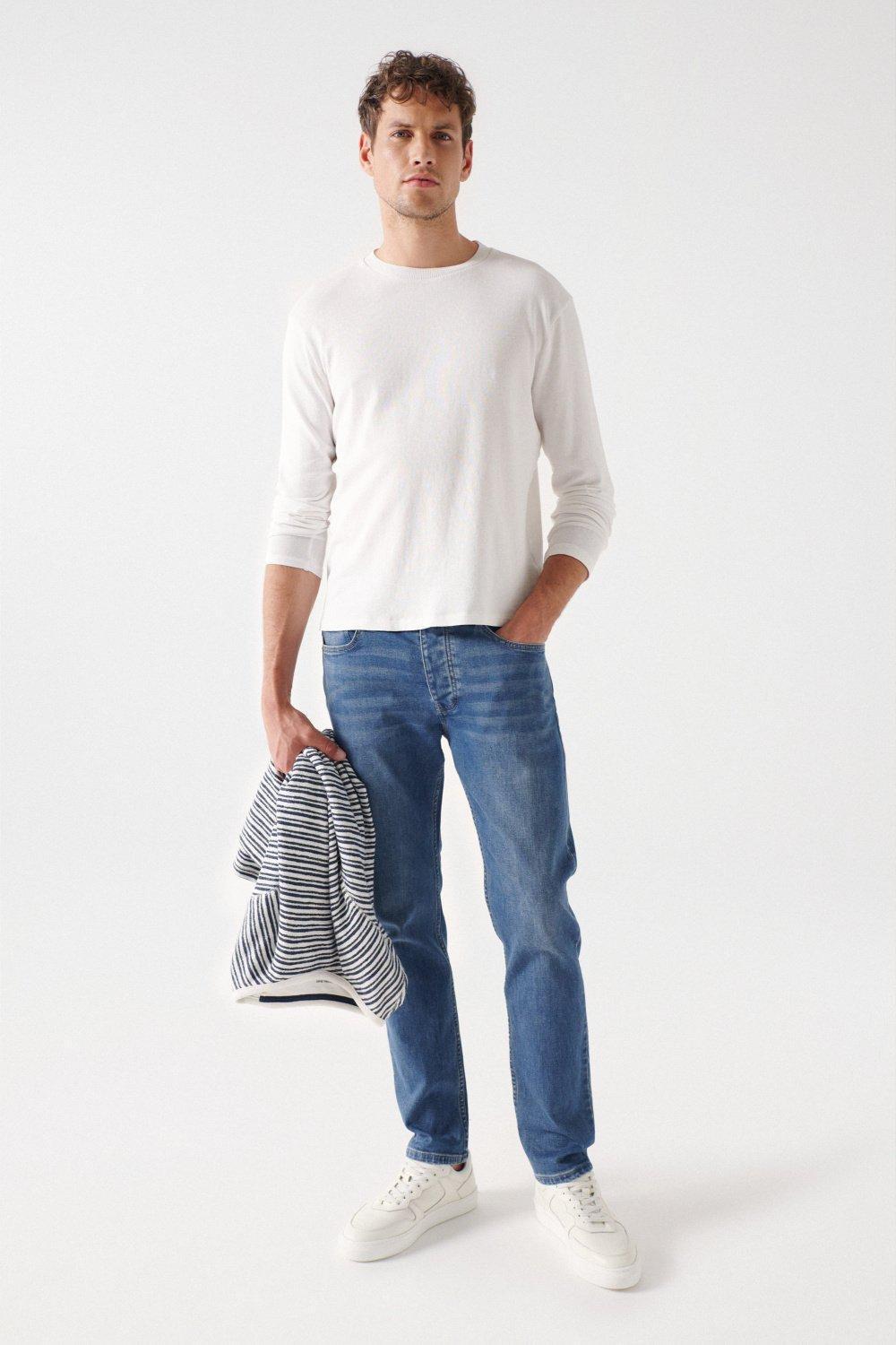 Blue Slim Fit Medium Wash Jeans, , large image number 1