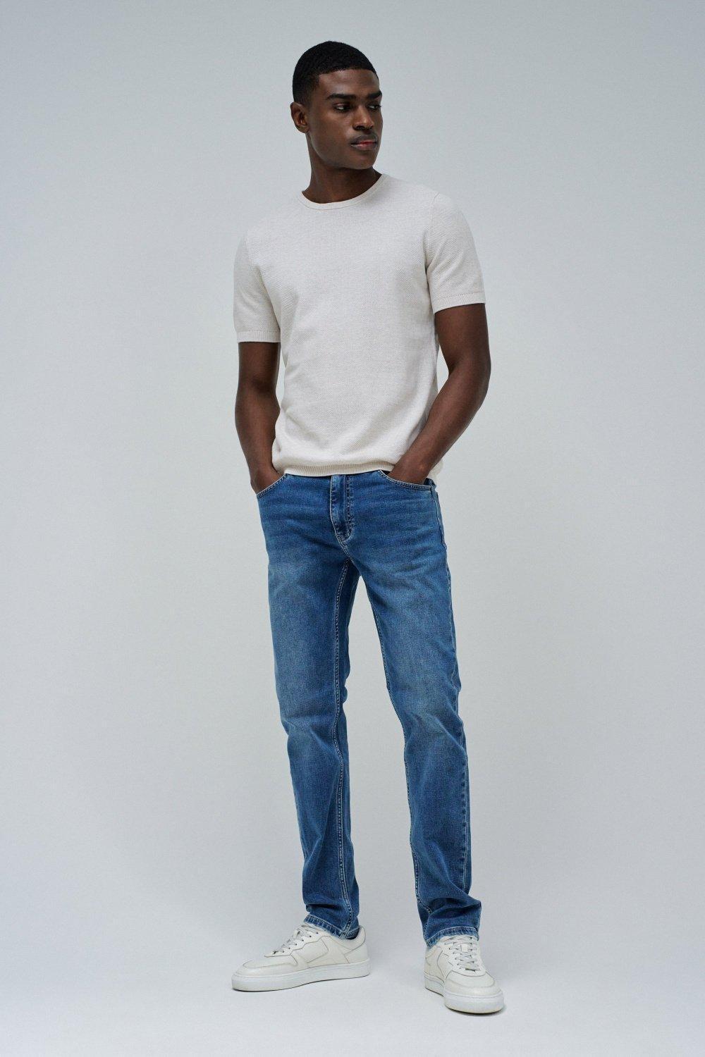 Blue Slim Medium Wash Jeans, , large image number 1