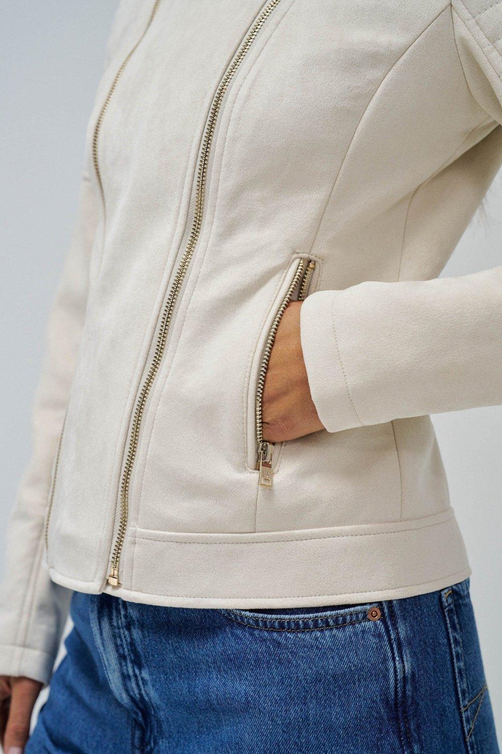 Beige Suede Coat, , large image number 4