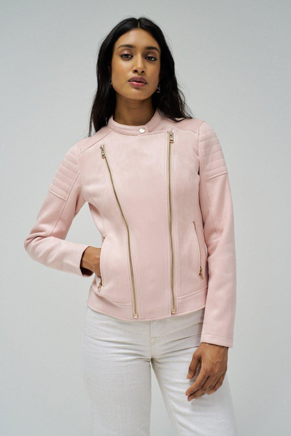 Pink Biker Suede Jacket, , medium