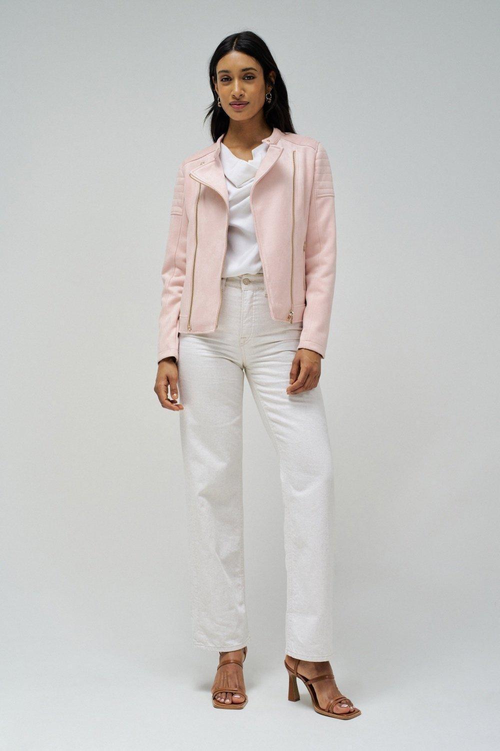 Pink Biker Suede Jacket, , large image number 1