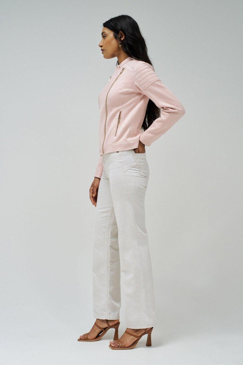 Pink Biker Suede Jacket, , large image number 2