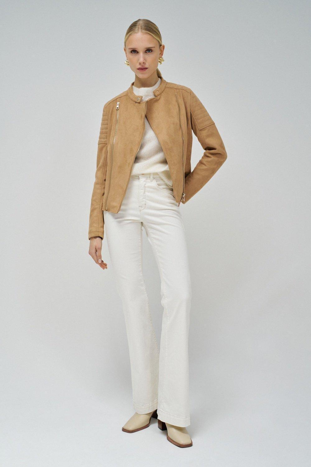 Suede Coat, Brown, medium